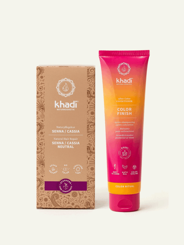 Color & Finish Bundle Color Care Set mit Pflanzenhaarfarbe und Conditioner von Khadi