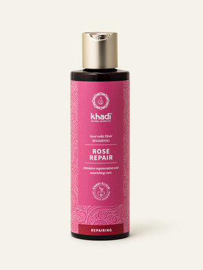 Bild von rose-repaire Haar- und Kopfhautöl, Rückseite von Khadi Bild von rose-repaire Haar- und Kopfhautöl, Rückseite von Khadi