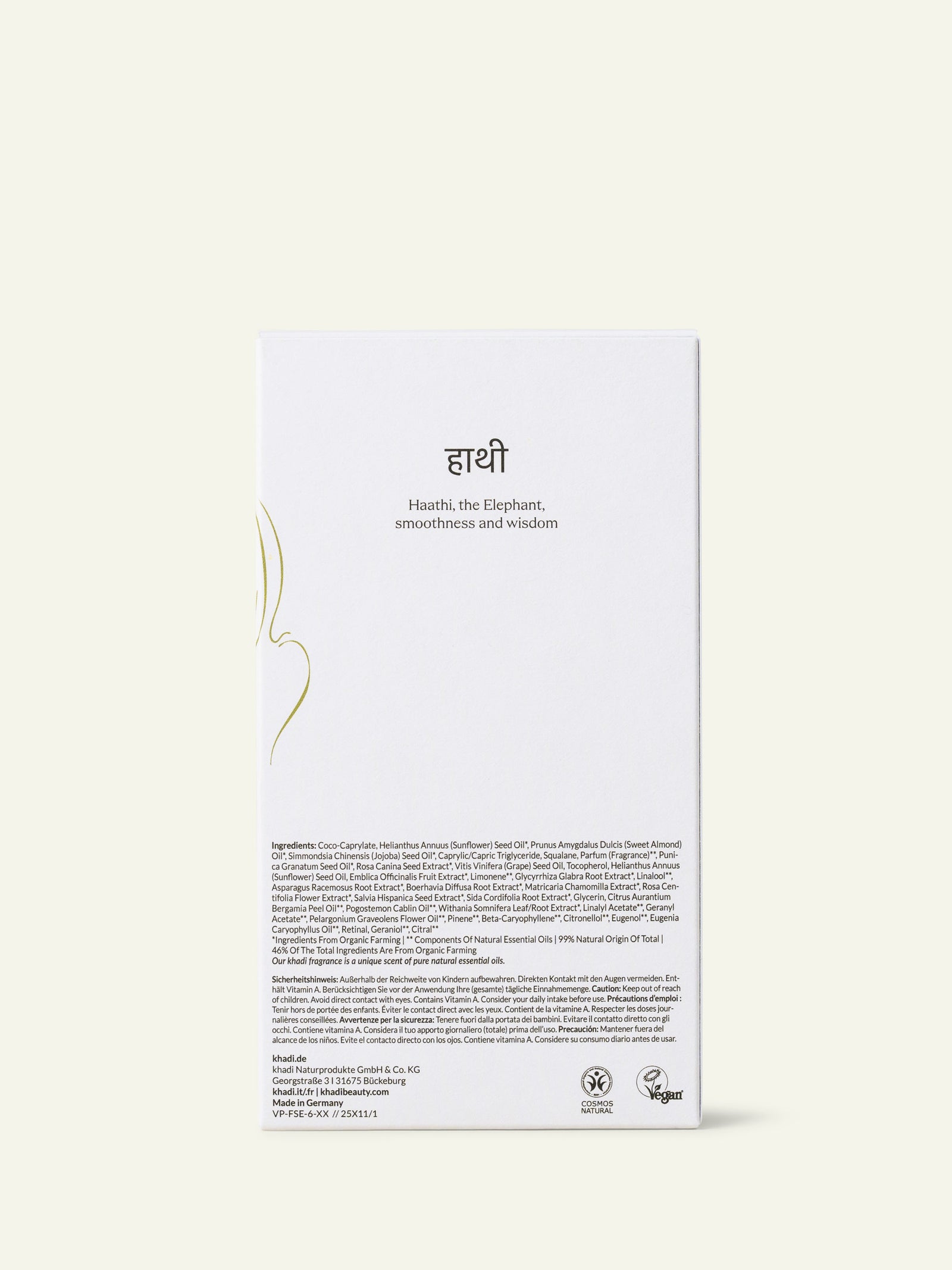khadi Ayurveda Skin Haathi Smooth Serum box back