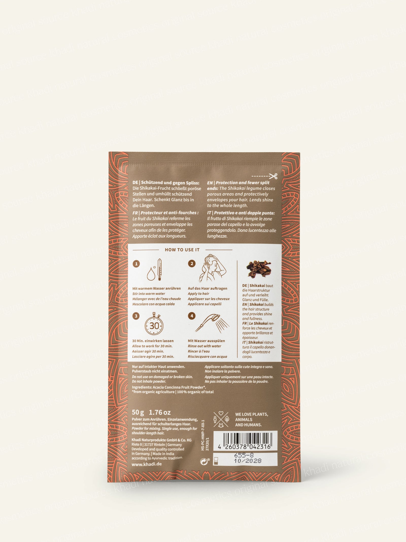 khadi Deep Shine Shikakai Haarwaschpulver Rückseite Produktbild