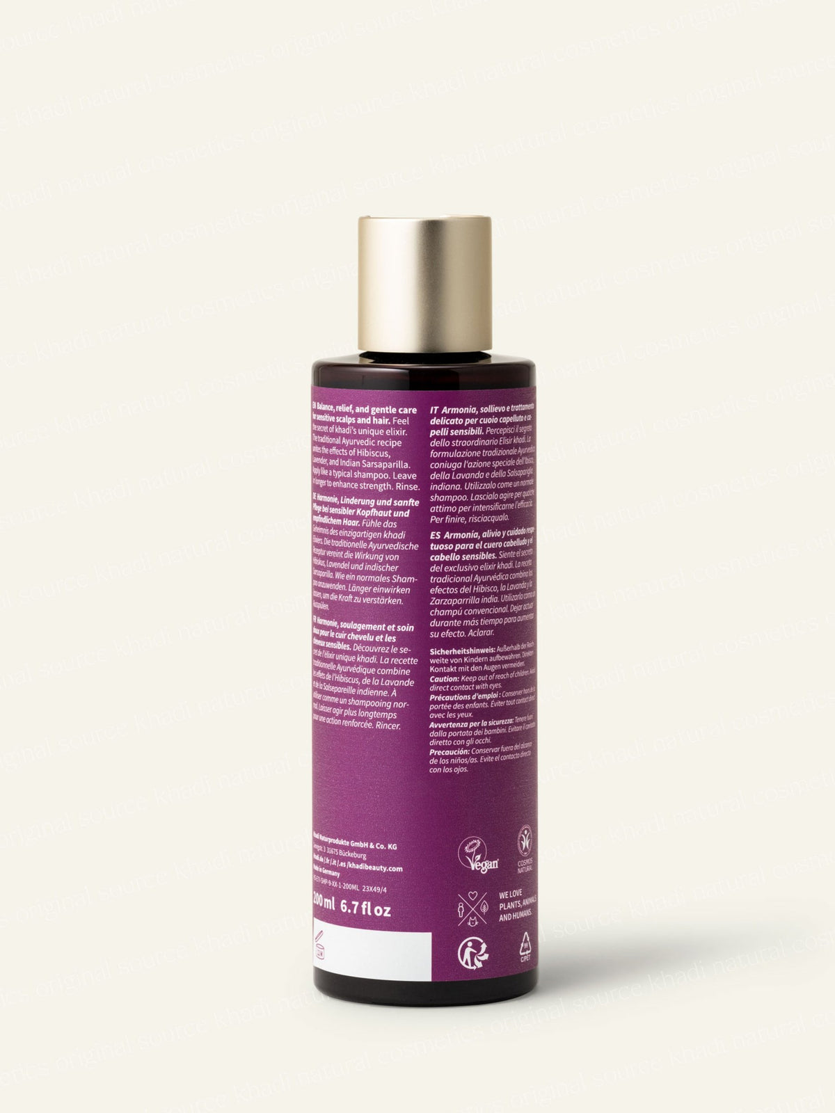 khadi Lavender Sensitive Shampoo Rückseite Produktbild