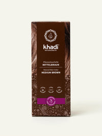 Bild von Mittelbraun Pflanzenhaarfarbe, Verpackung vorne von Khadi