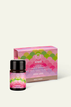 Bild von Rose Love Körperöl, Model zeigt das Produkt am Bein