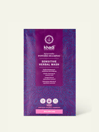 Bild von sensitive herbal wash powder Shampoo, Verpackung von Khadi